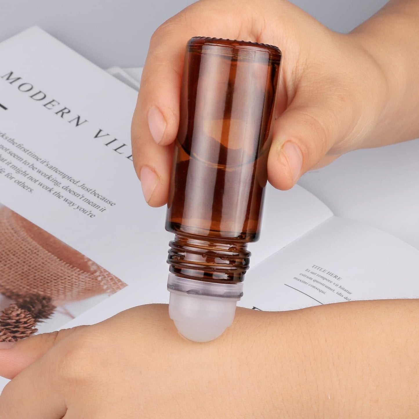 Essential Oil Roller Bottles - 30ml Brown Glass Refillable Roll-On Containers | 2 Pack for Fragrance and Cosmetics