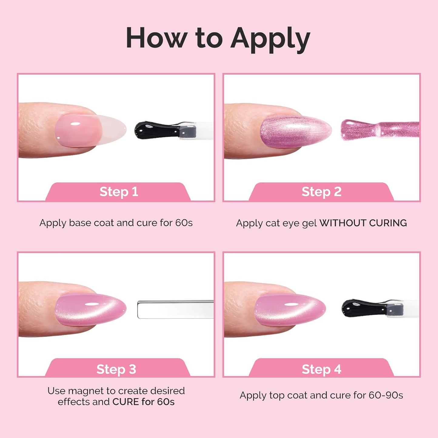 MelodySusie Cat Eye Gel Nail Polish Set - 6 Pcs Glitter Holographic Magnetic Polish | 0.26 Fl Oz Each