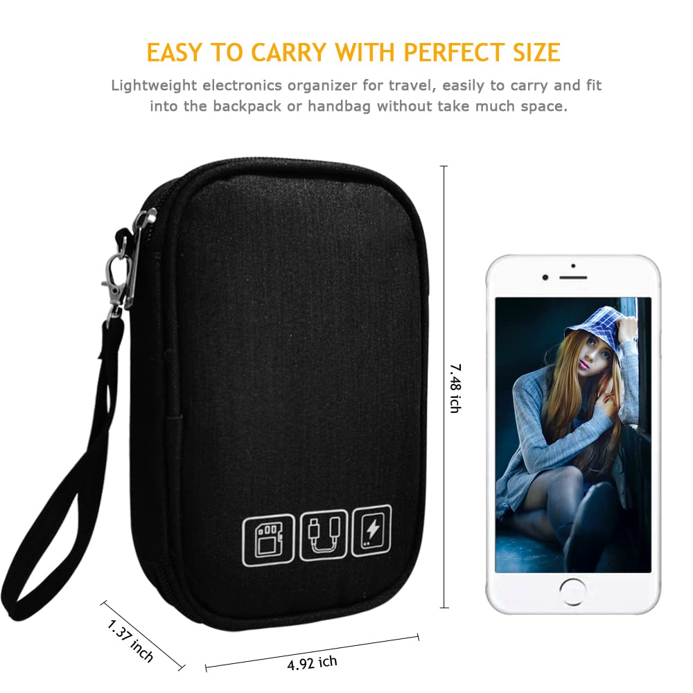 DUMEALAGR Electronic Organizer Bag Cable Organizer Travel Cord Organizer Case Pouch Portable Carrying Case for Charger Hard Drive Earphone USB SD Card (Black)