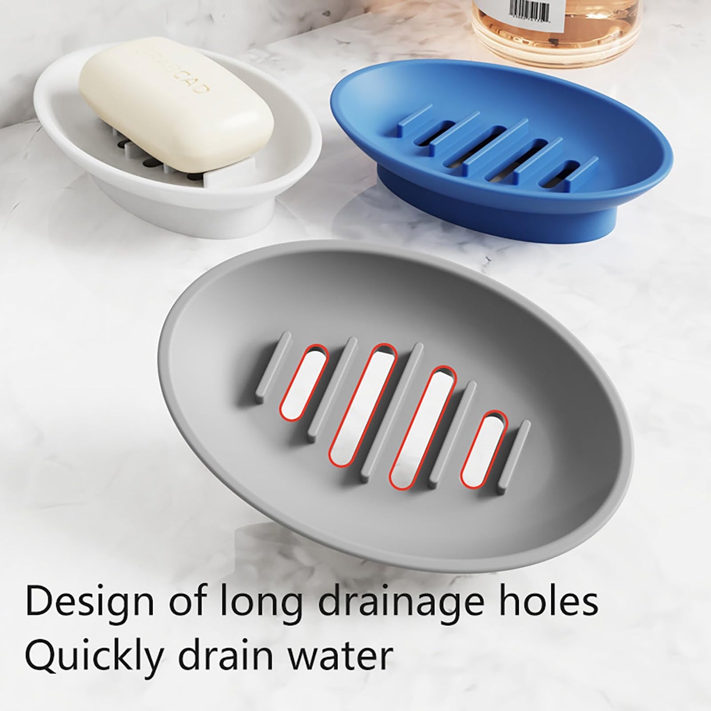 Silicone Bathroom Soap Dishes with Drain Spout, Shower and Bathroom Soap Holder, Bathroom and Kitchen Sink Organizer,Dish Soap Tray,Perfect for Soap On Sink Or Counter