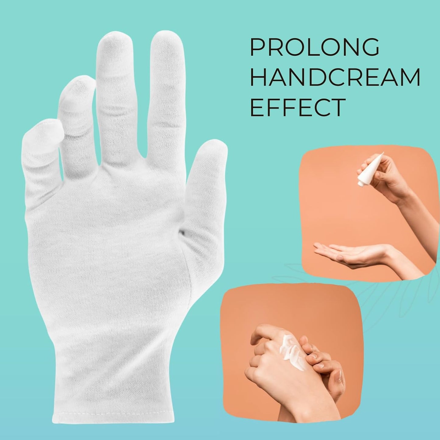 ANSMIO Cotton Gloves for Dry Hands | Moisturizing Night Gloves, Size L (12 Pairs)