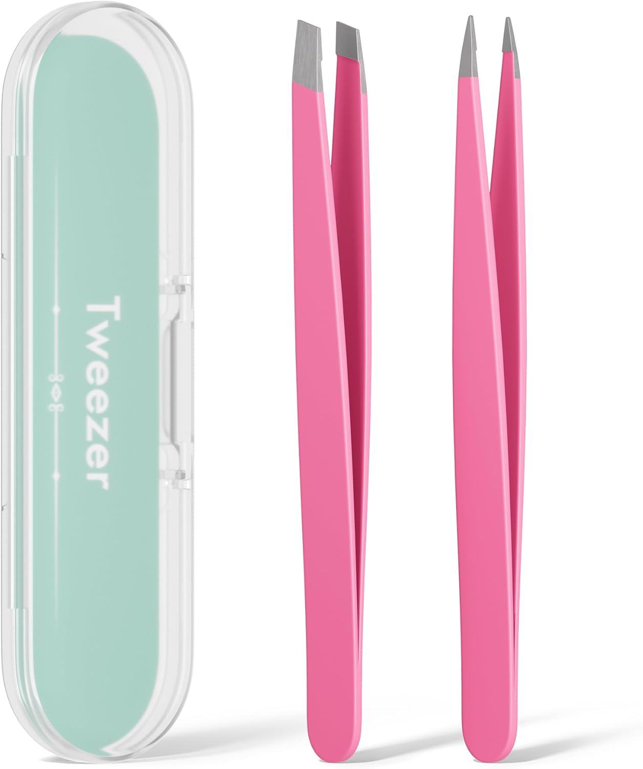 **Precision Eyebrow Tweezers Set - Slant & Point Tip Stainless Steel | 2-Pack for Men & Women**