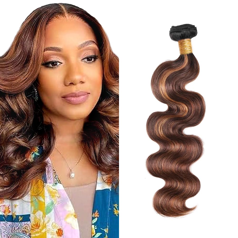 Ombre Human Hair Bundles 1b/30 Human Hair Bundles Body Wave Highlight Brown Bundle Ombre Brown Body Wave Bundle Color 1bp430 LadrXadr 100g 12 Inch