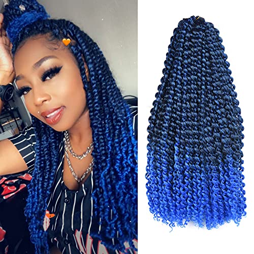 YOROSTAR 18 Inch Blue Water Wave Passion Twists Crochet Hair - 6 Packs
