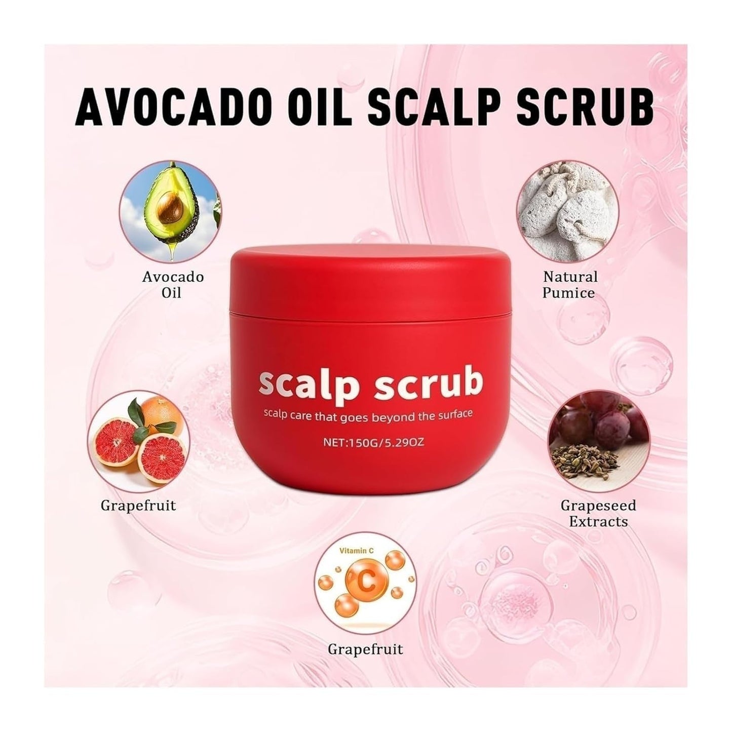 Avocado Oil Scalp Scrub - Nourishing Exfoliating Treatment for All Hair Types