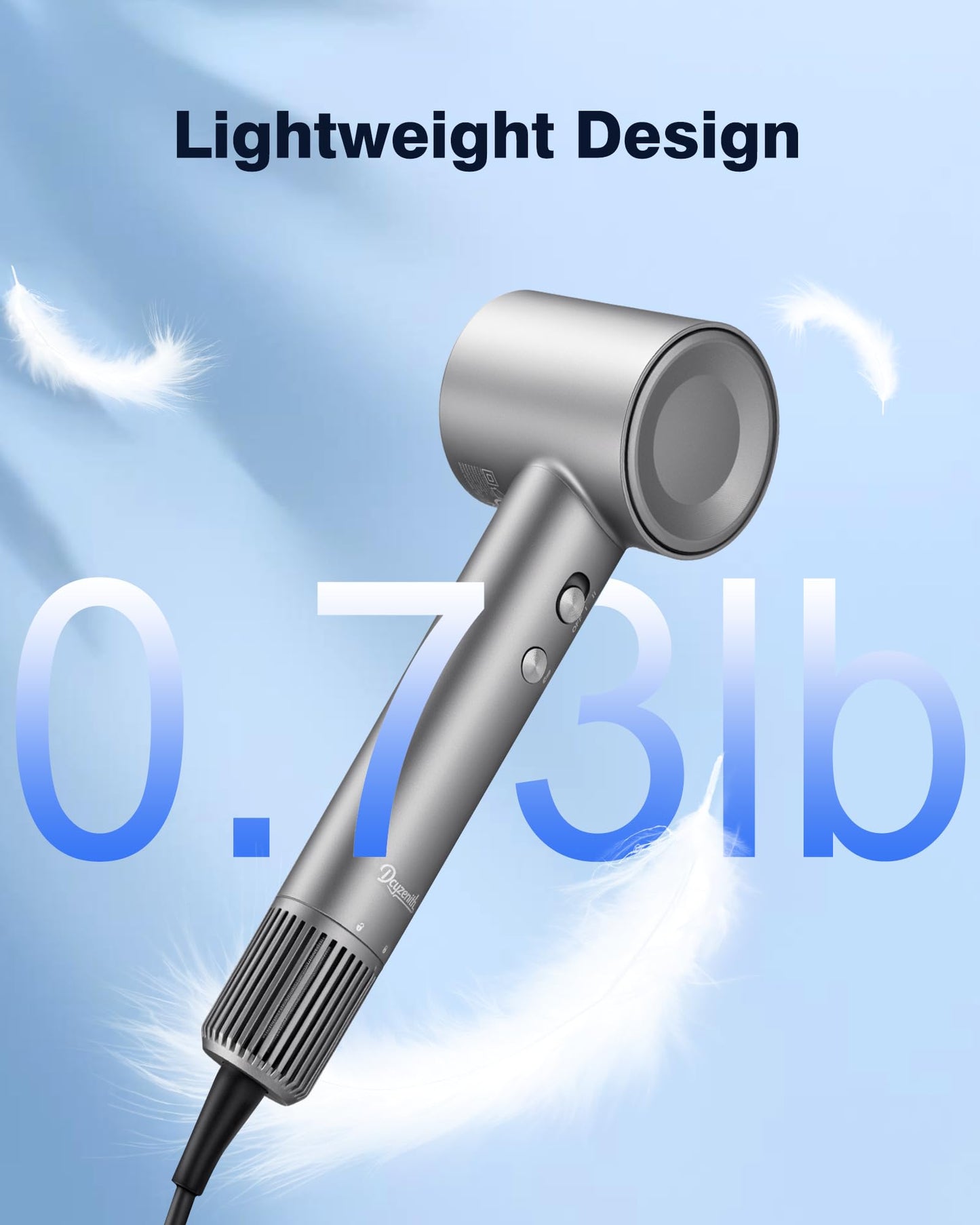 High Speed Ionic Hair Dryer, Brushless Motor for Fast Drying, 3.7 Billion Negative Ions for Smooth Hair, Low Noise Portable Blow Dryer with Diffuser & Concentrator, Grey