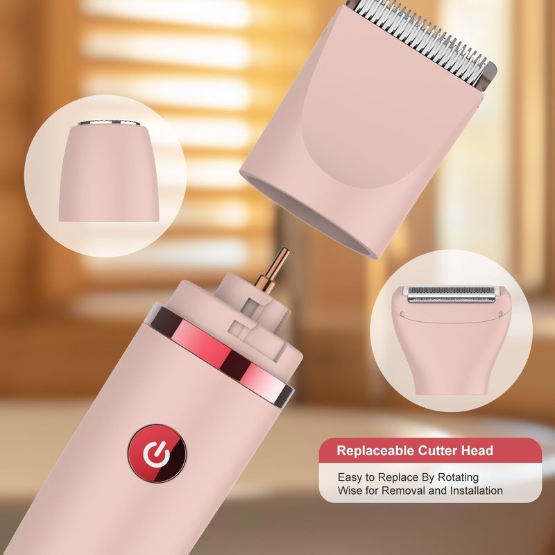 Zivelier 3-in-1 Electric Razor IPX7 Waterproof Bikini Trimmer Wet & Dry Use Painless Personal Trimmer Groomer for Ladies Face Body Legs Bikini Public Hairs Electric Lady Shaver with Replaceable Heads