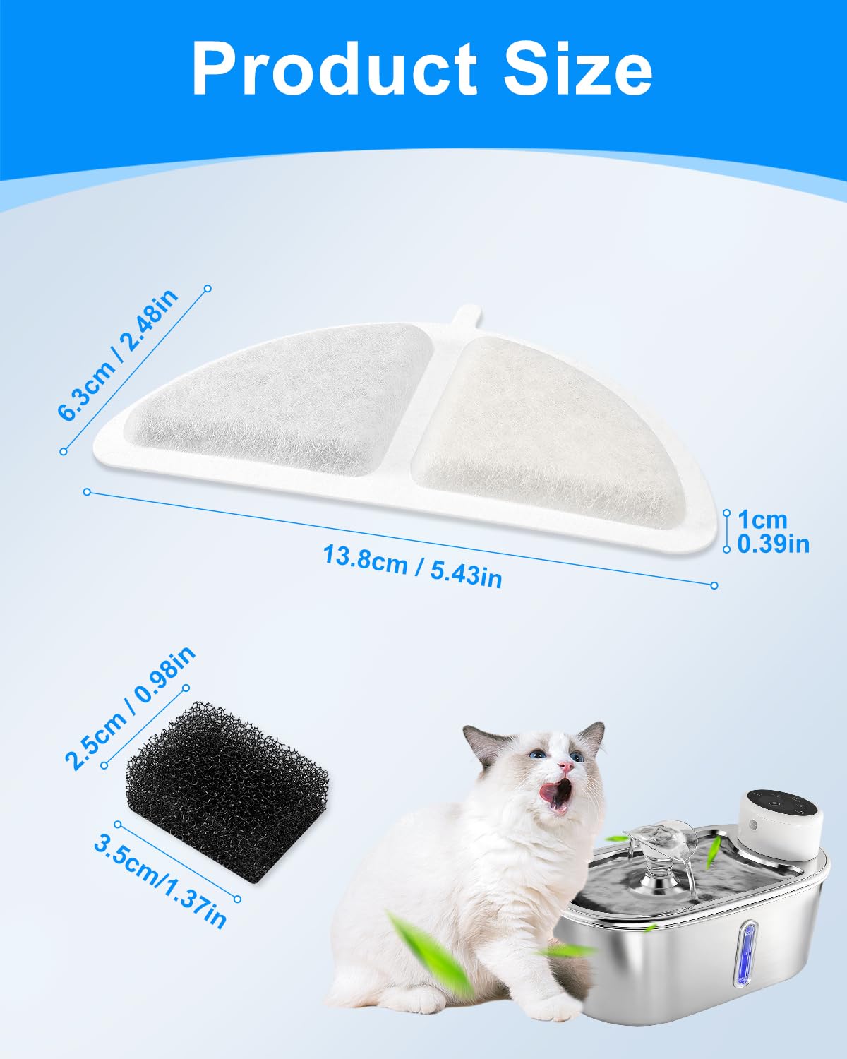 MyfatBOSS 12+12 Pack Cat Water Fountain Filter Compatible with LIPPUP 3.2L Stainless Steel Cat Water Fountain, Replacement Filters for 6 Months, Activated Carbon & Ion Exchange Resin