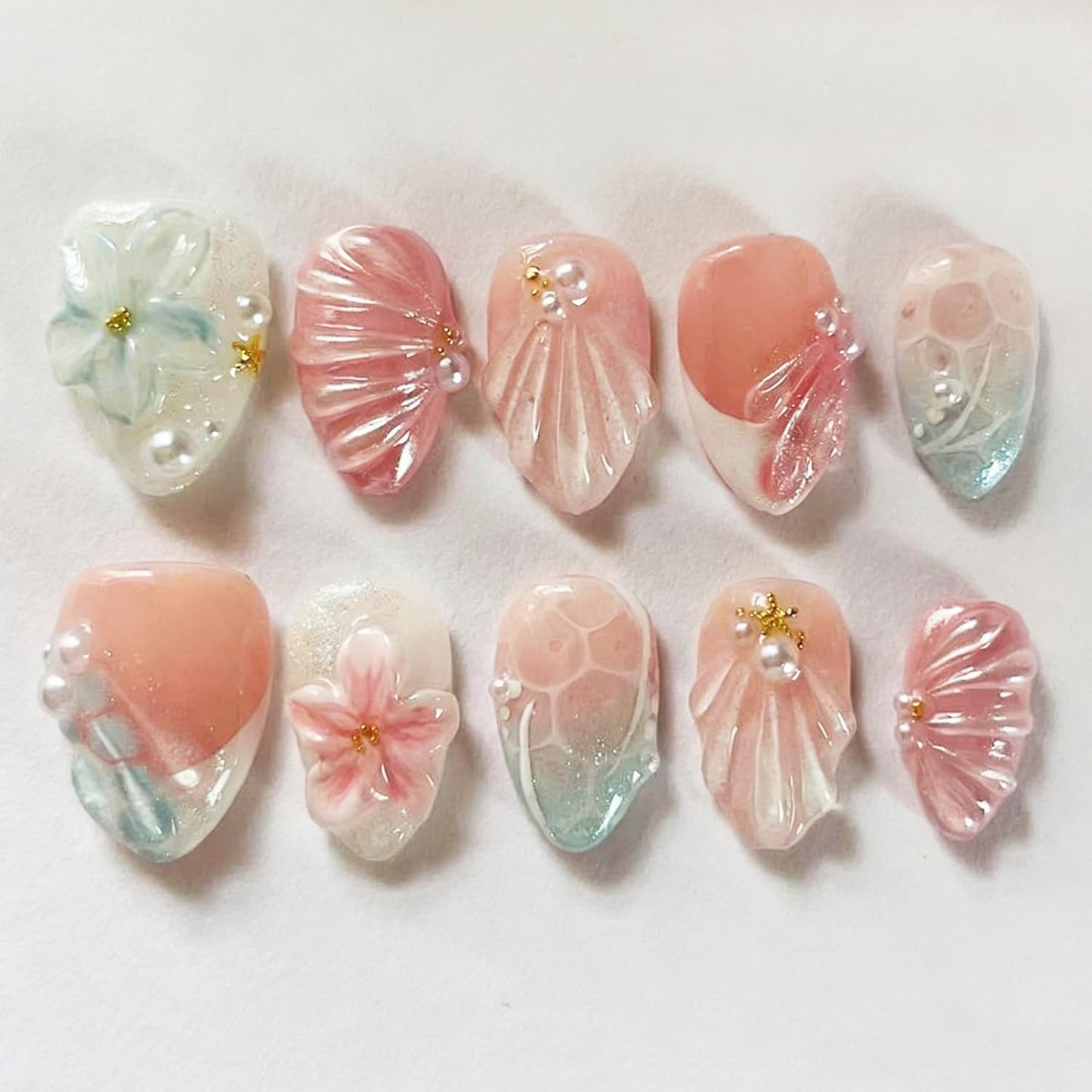 Independence Day Press-On Nails - 30Pcs Medium Almond Shape with 3D Red & Blue Bow Designs | Patriotic French Tip Full Cover
