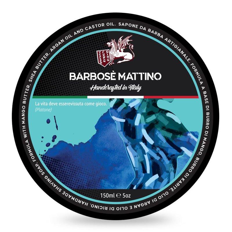 TFS Barbose Mattino Luxury Shaving Cream – Re-engineered Italian Formula with Mango Butter, Shea & Argan Oils, Fresh Ozonic-Woody Floral Scent – 150 ml – Made in Italy