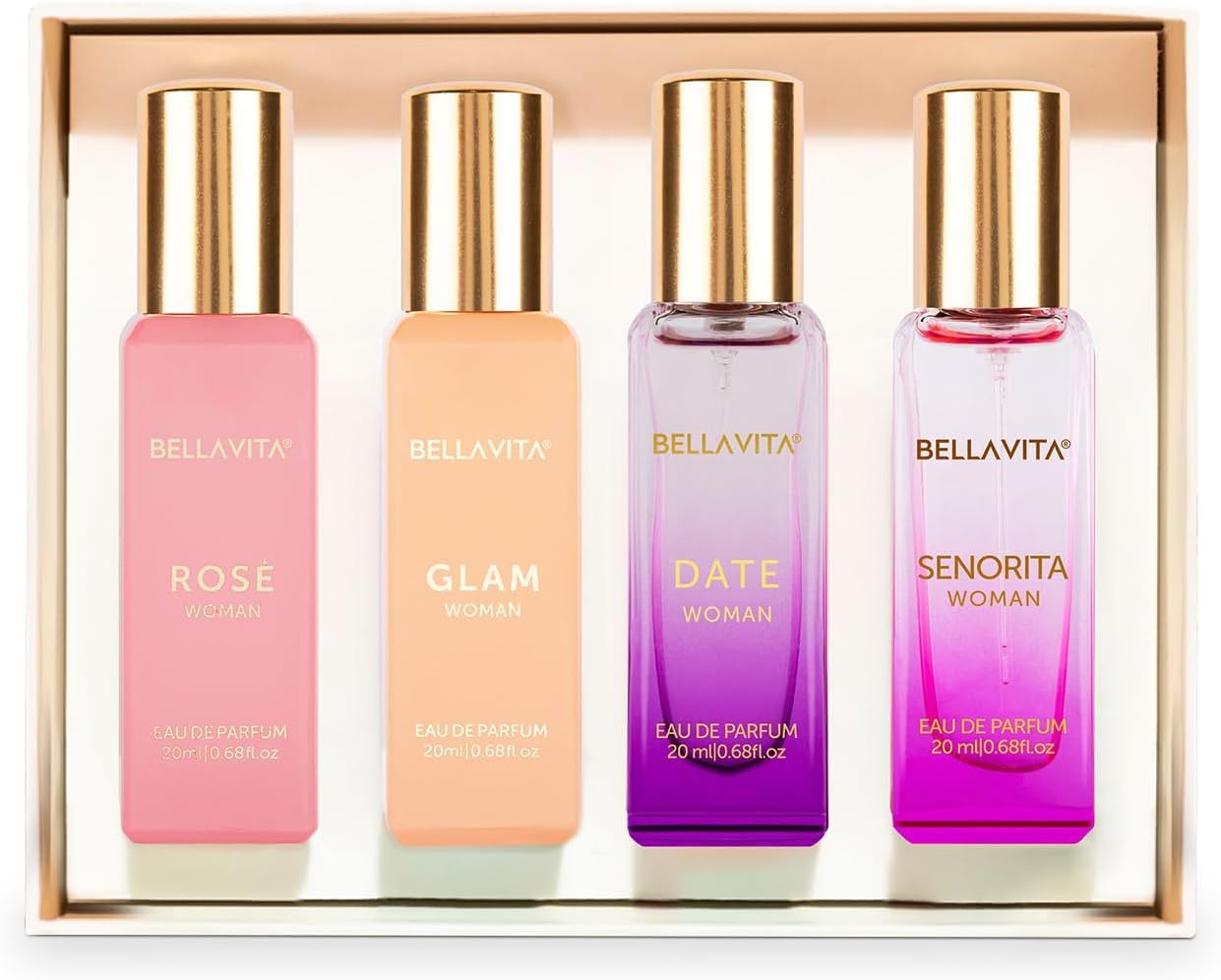 Luxury Women's Perfume Gift Set - Bellavita Rose, Senorita & Date | 80ml | Long-Lasting Floral Fragrance