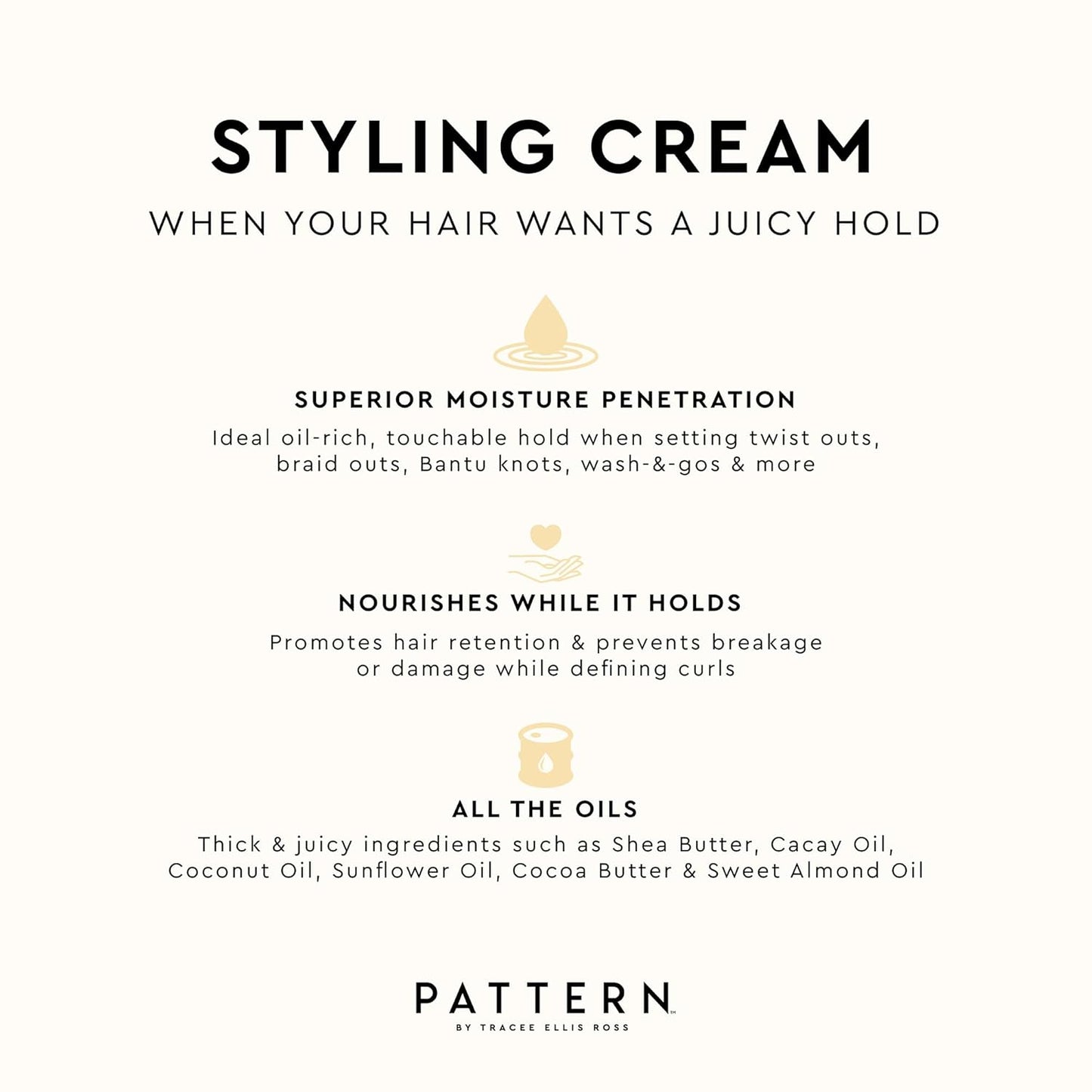 PATTERN Styling Cream for Curly Hair | Hold & Definition, 15 fl oz - Ideal for 3B-4C Textures
