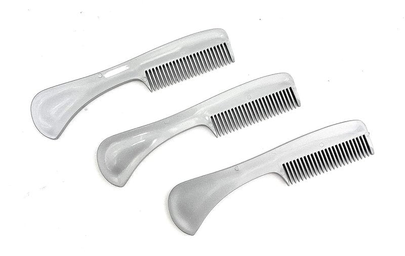 G.B.S Ultimate & Unbreakable Men's Grooming Comb for Beards and Mustaches - Fine-Toothed Saw-Cut Metallic Gray Comb, Small Pocket Size (3 Pack)