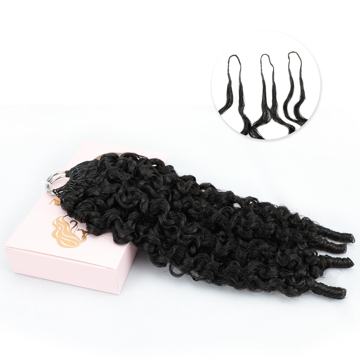 Human Crochet Hair for Black Women - 20 Inch Burmese Curly Pre-Looped | Natural Black, Reusable Bundles