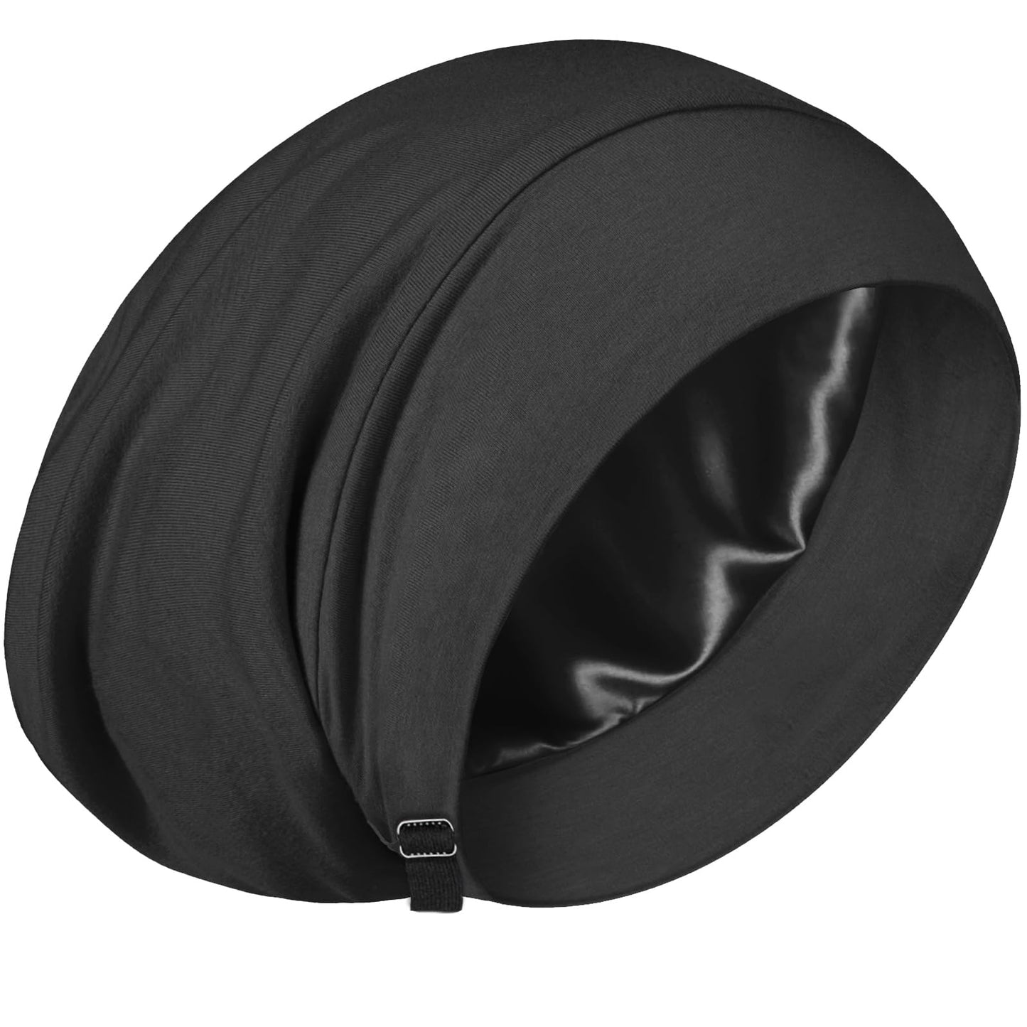 100% Mulberry Silk Bonnet for Sleeping Women Men, Real Silk Lined Bonnets for Curly Hair, Braid Sleep Cap Black Womens