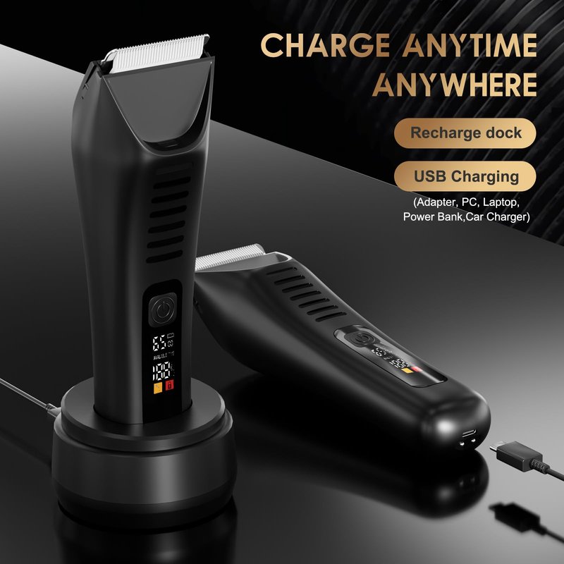 Body Hair Trimmer for Men - Pubic Hair Trimmer for Man - Electric Ball Shaver with LED Light - IPX7 Waterproof Wet/Dry Groomer kit for Groin -USB-C Rechargeable - Men's Pubic, Groin and Body Shave