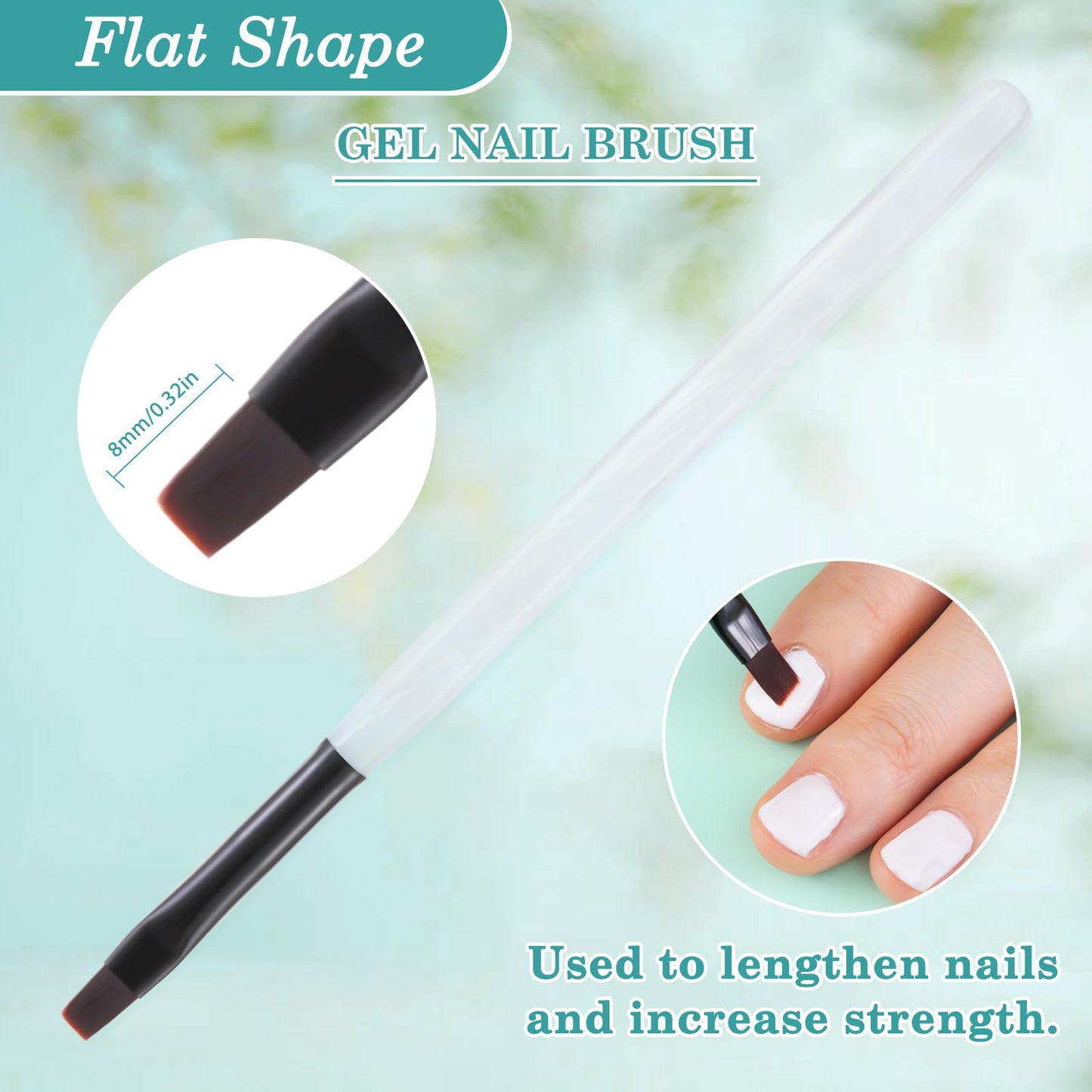 3PCS Nail Clean Up Brushes for OPI Nail Polish Remover, Brushes for Cleaning Polish Mistakes on the Cuticles, Acetone Resistant Nail Brushes for Nail Art and Designs（Jade Clear ）
