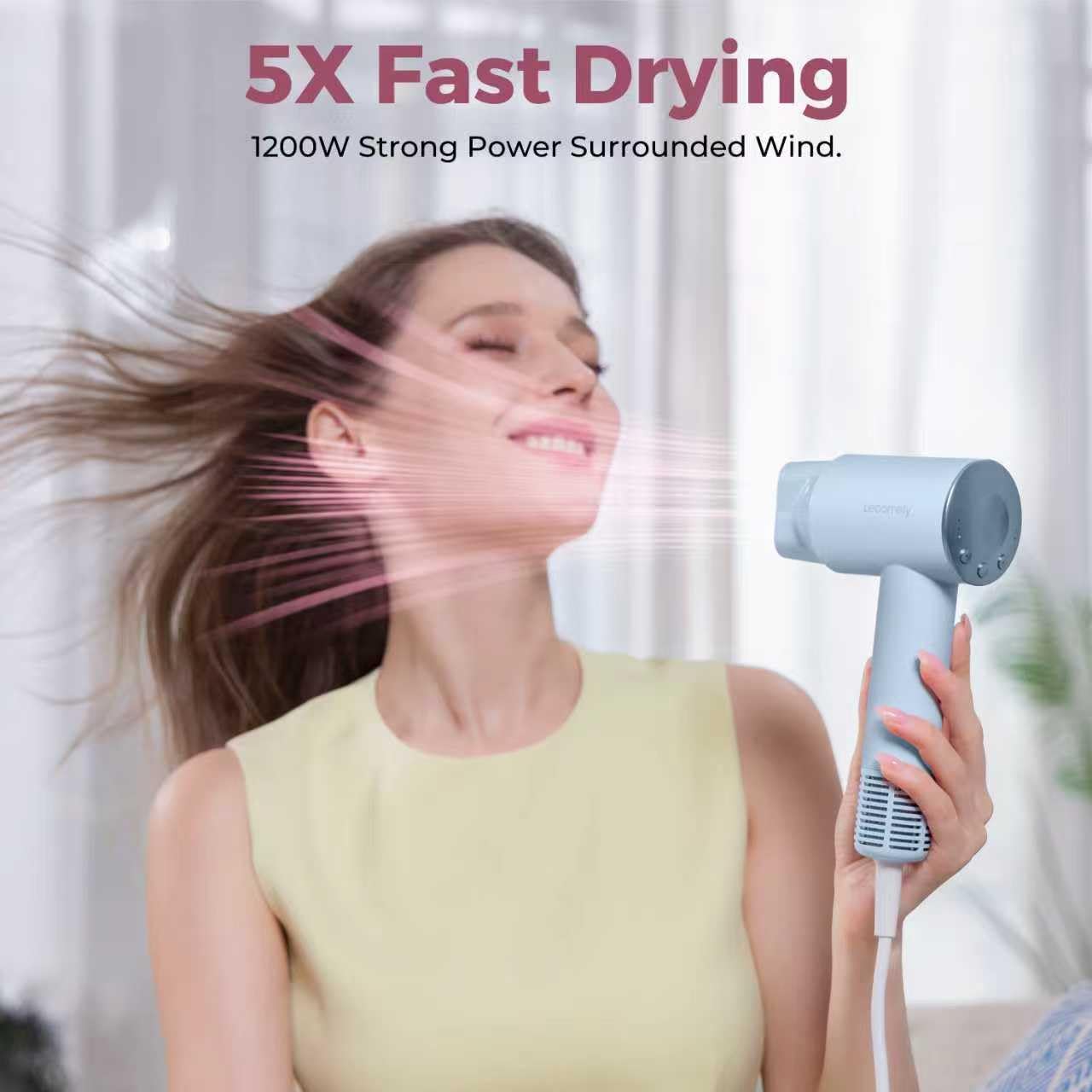 Dual Voltage Hair Dryer - High-Speed Travel Blow Dryer with 200M Negative Ions | Lightweight & Portable for Salon Results