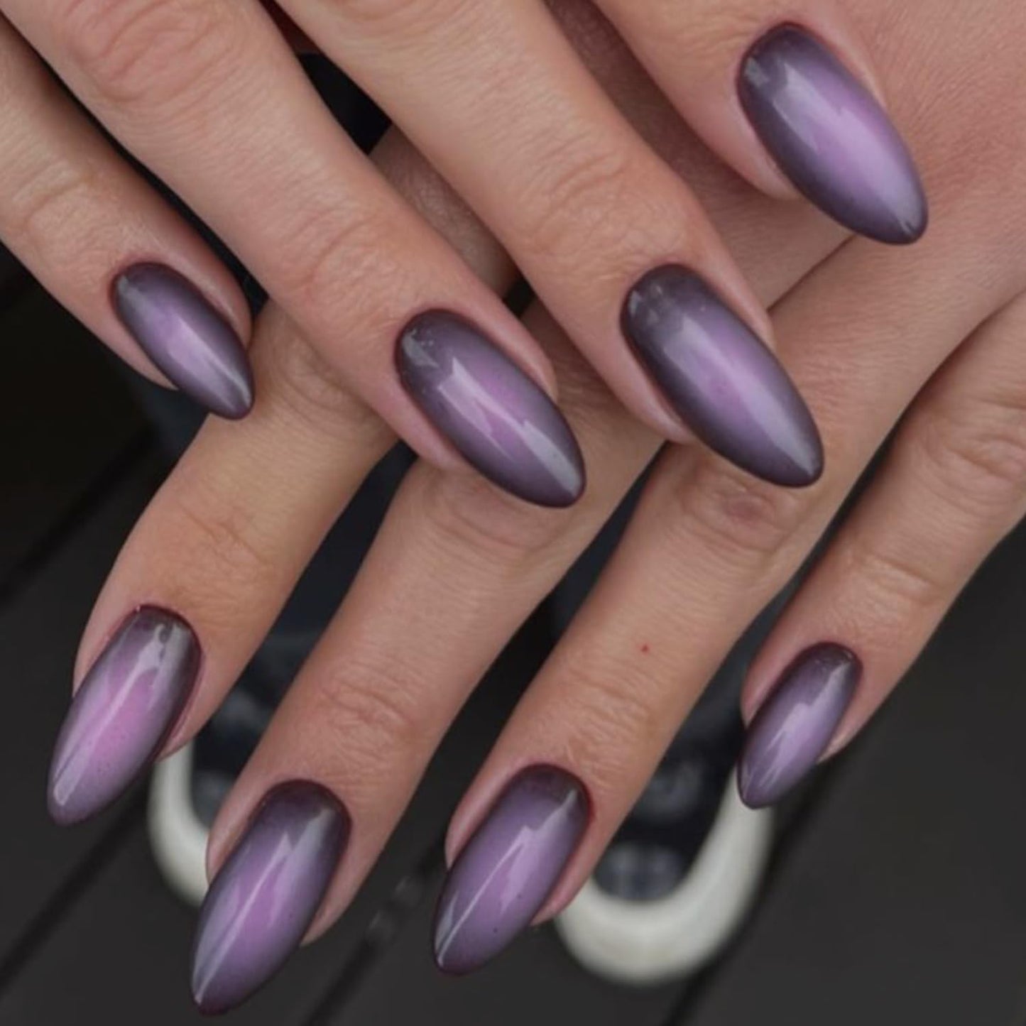 Glamermaid Black Pink Ombre Press-On Nails - Medium Almond Stiletto | Reusable Acrylic Nail Tips for Women