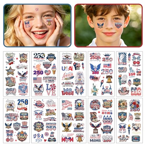 Independence Day Temporary Tattoos - 80 PCS USA Designs