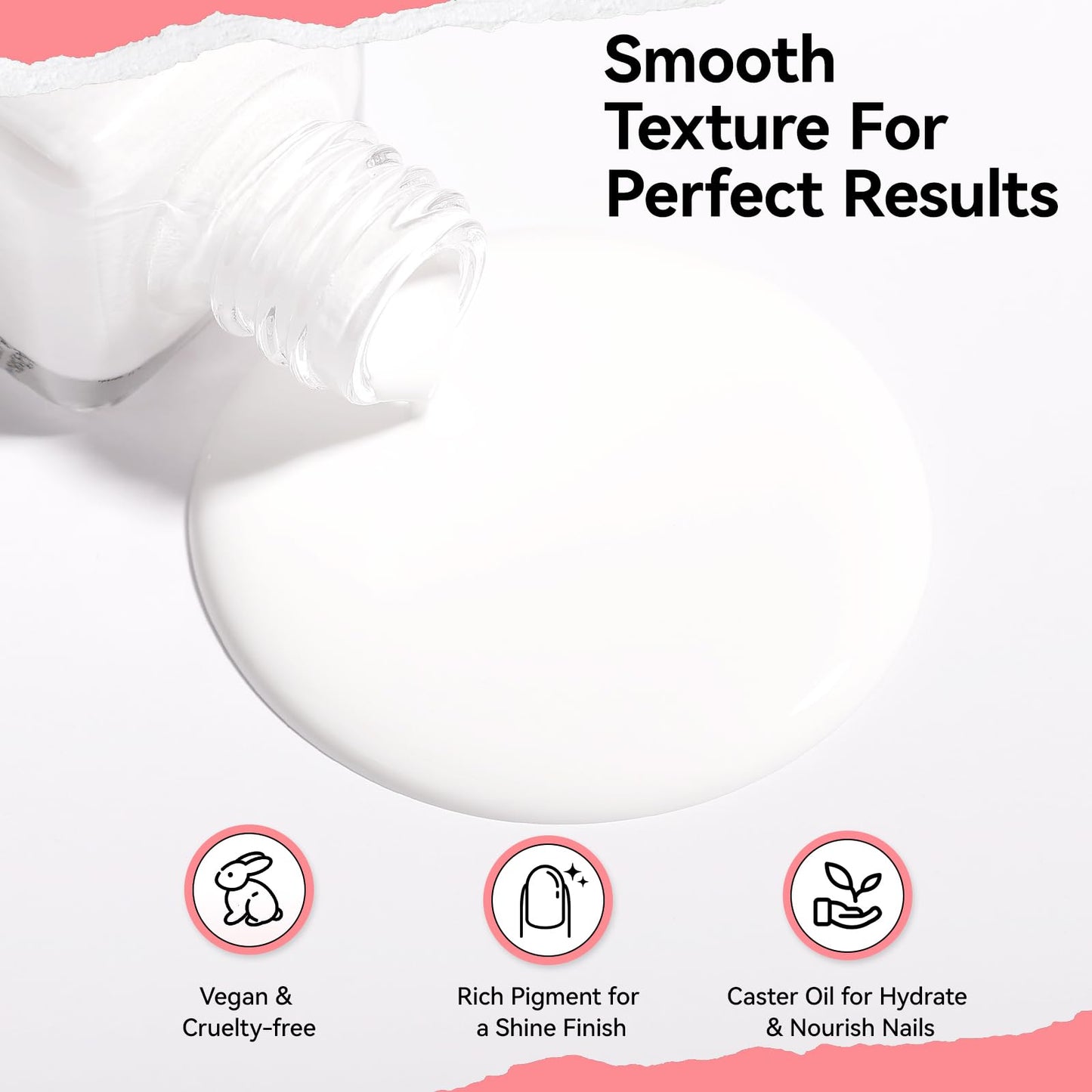 Nailshion White Nail Polish French Nail Art | Quick Dry Regular Nail Polish | 12-Free Vegan Rich in Castor Oil | Salon-Quality 108 Classic Snowy Toe Fingernail Polish DIY at Home