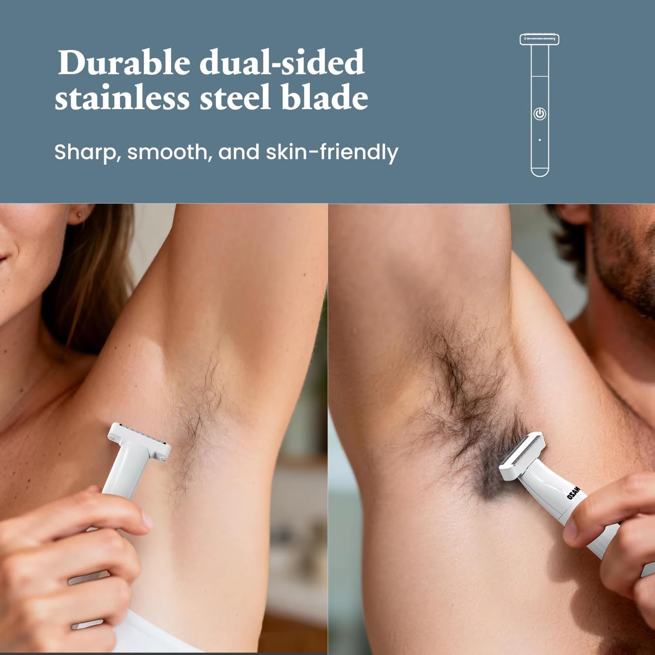 Light Bikini Trimmer for Women & Men - Waterproof Electric Razor for Pubic Hair & Sensitive Areas | Cordless, Painless, Dual Edge Blade