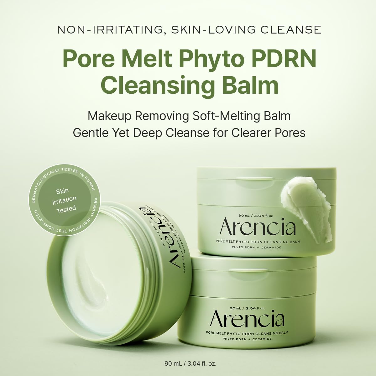 ARENCIA Pore Melt Phyto PDRN Cleansing Balm, Makeup Removing & Pore Care Cleanser with PDRN, Ceramide, Hyaluronic Acid, 90ml / 3.04 fl. oz.