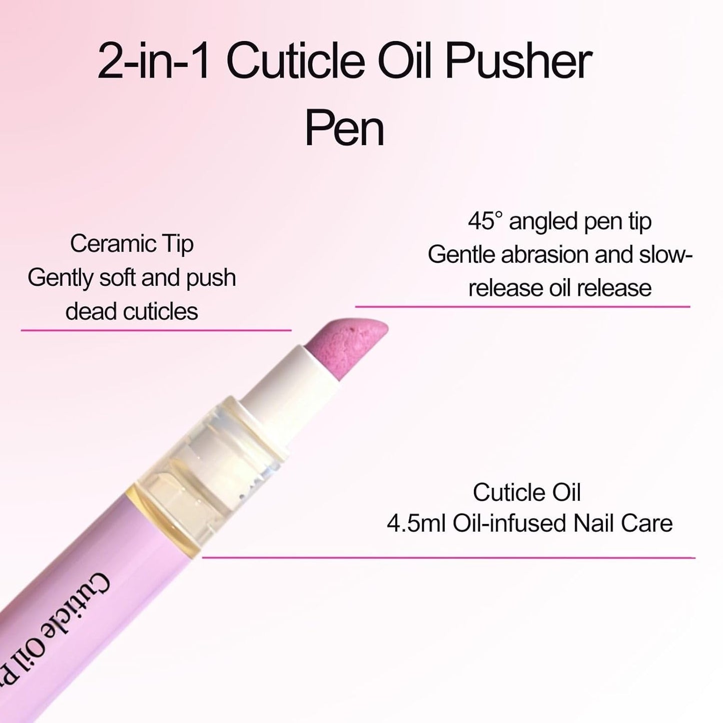 Cuticle Oil Pusher Pen Set - 2-in-1 Ceramic Tip Remover & Nail Oil | Portable Manicure Kit for Dry Nails