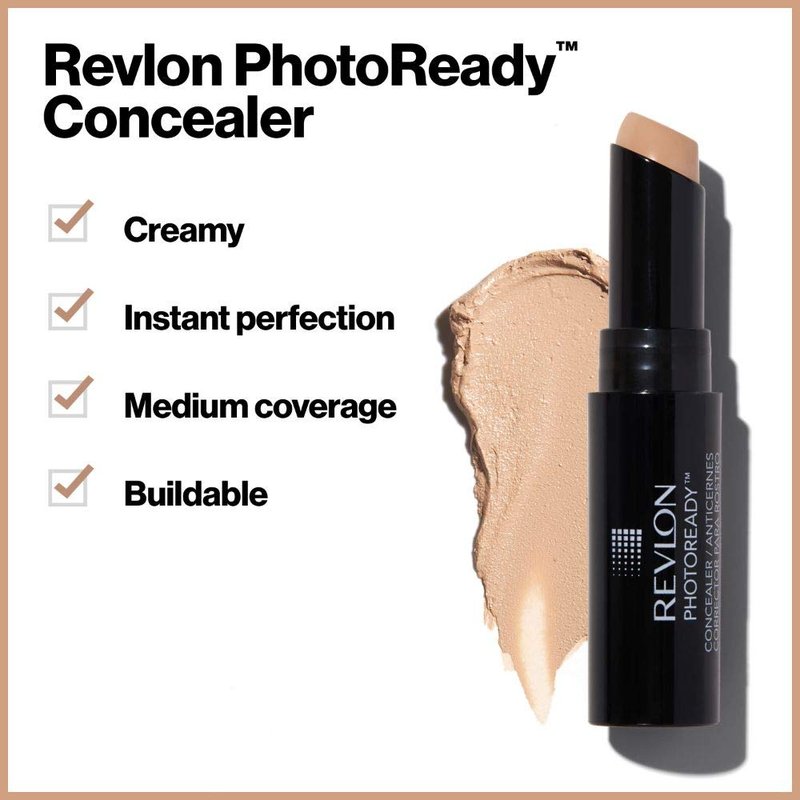 Revlon Concealer Stick - PhotoReady Longwear Makeup for All Skin Types | Medium-Full Coverage, 001 Fair, 0.11 Oz