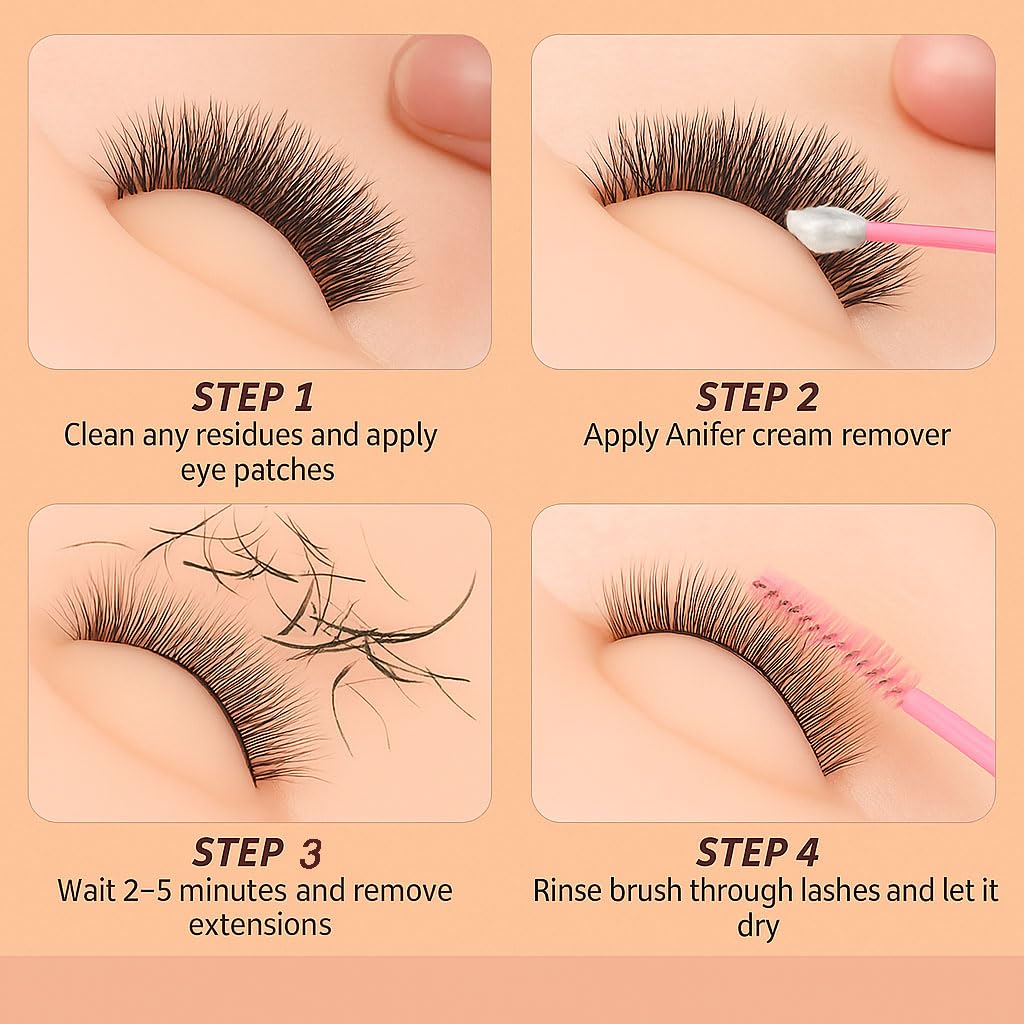 Eyelash Extension Remover - Fast-Dissolving Cream for Sensitive Skin | 10g, Rose Scent, No Residue (2 Pcs)