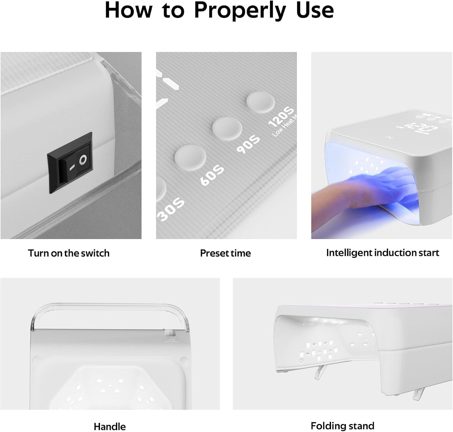96W UV LED Nail Lamp - Cordless Rechargeable Gel Nail Dryer with Smart Sensor Timer | Portable Professional Nail Light - White