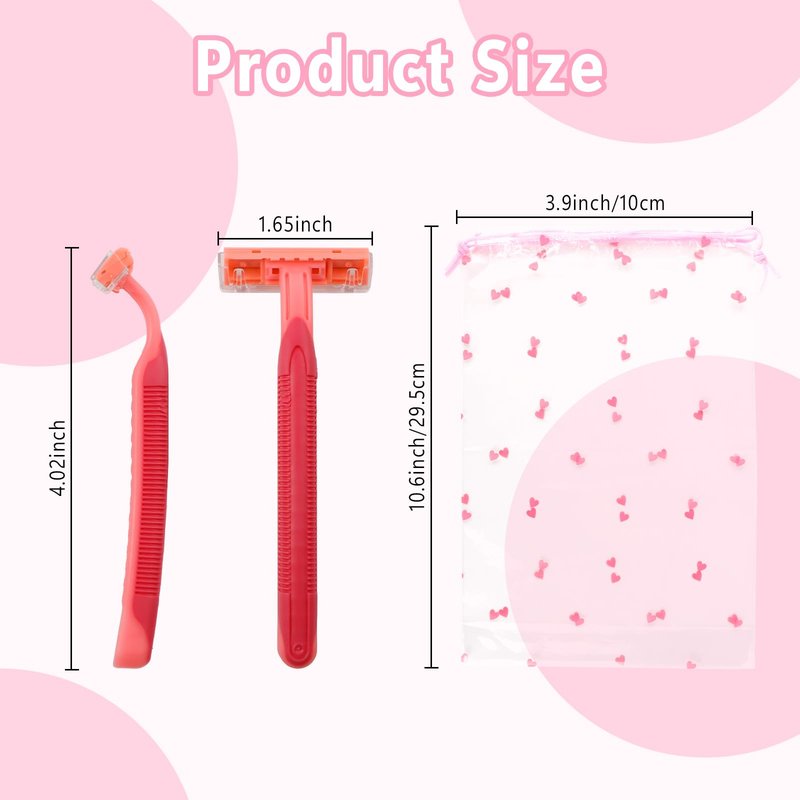 WATUNID Disposable Razors for Women, Pink Stainless Steel Razor Blades with A Drawstring Storage Bag, Multipurpose Manual Shave Bulk, Can Be Used in Bathing Hotel Travel Camping Home(50 Count)