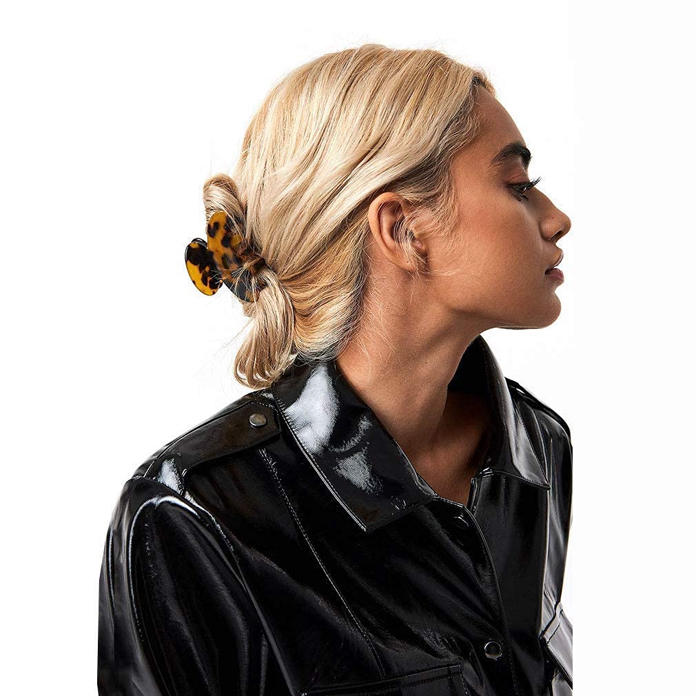 Hair Claw Banana Clips - Tortoise & Leopard Print Celluloid Barrettes | Large Fashion Accessories for Women