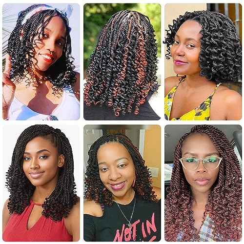 Aeagoo 6 Inch Wavy Senegalese Twist Crochet Braids - 8 Packs, Color 1B