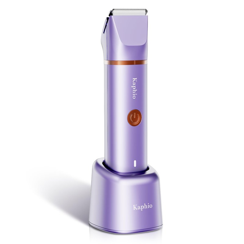 Bikini Trimmer for Women with Dual Head - IPX7 Waterproof & Painless Eletctric Razors for Public Hair - Eletric Shaver for Underarm Leg Body (Purple-Gold)