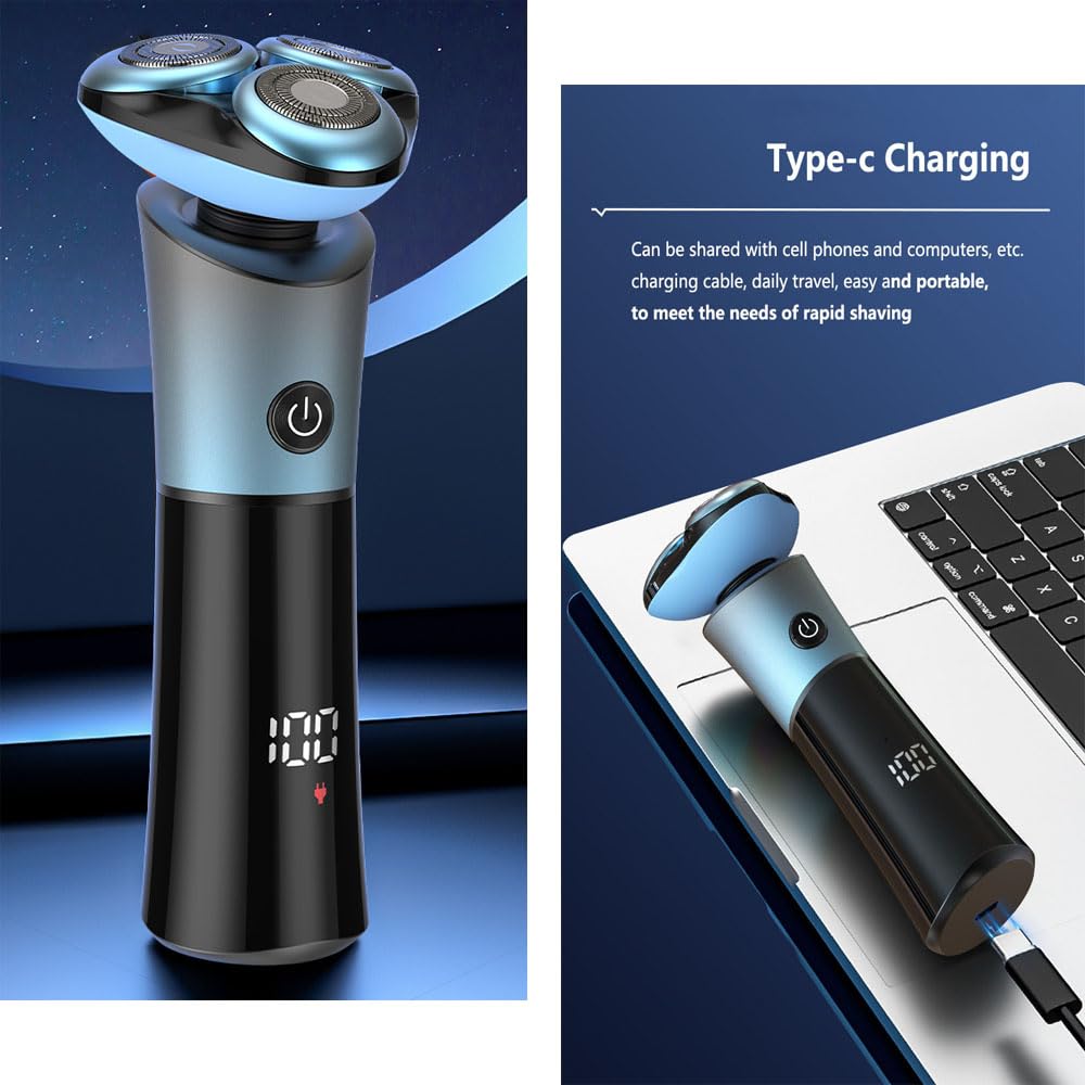 OUGEER Electric Razor for Men, 4D Rotary Shaver, Wet/Dry Cordless Rechargeable Waterproof