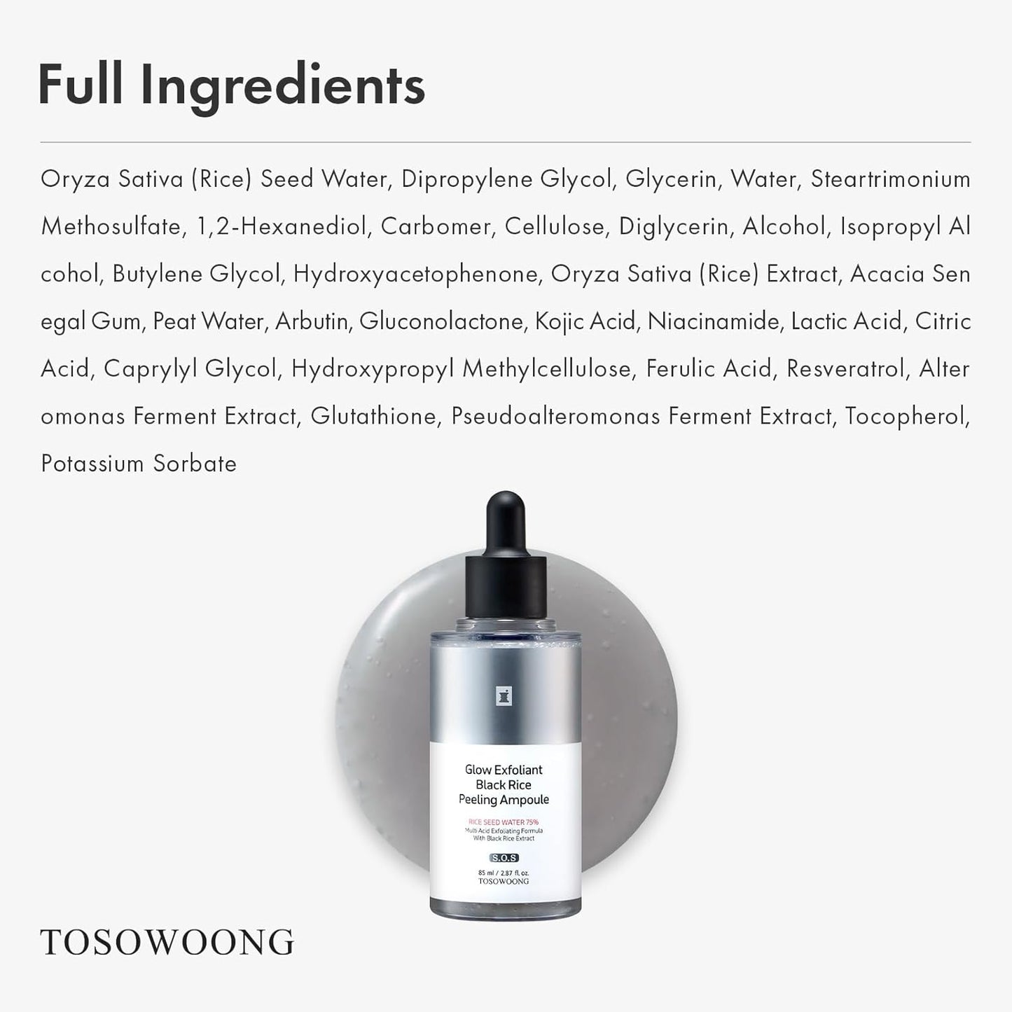 Black Rice Peeling Ampoule - 75% Exfoliant for Dead Skin & Blackheads | Korean Skincare, 85ml