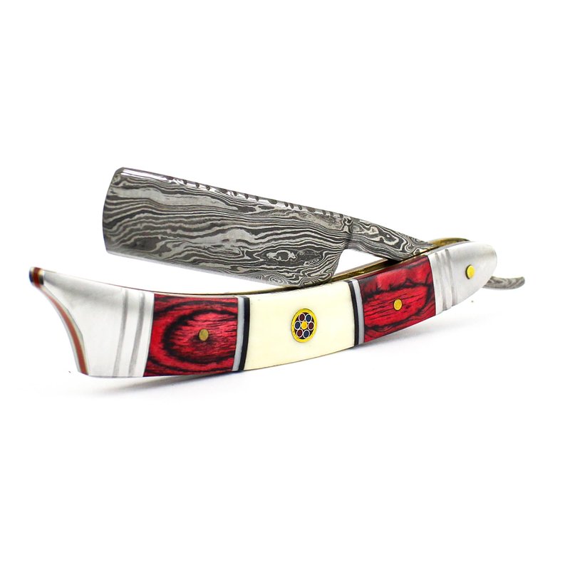 Damascus Straight Razor - Custom Shaving Blade for men - Damascus Steel Barber Approved - Straight Edge Razor For Men - Mens Straight Razor Kit -Travel Case - Best Gift Set For Him