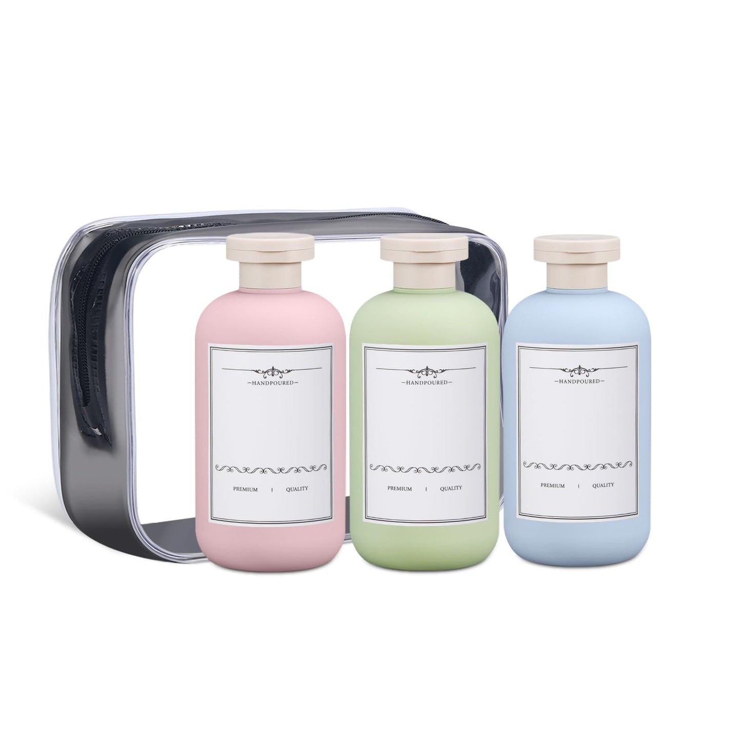 ASEVAT Plastic Leak Proof Travel Bottles for Toiletries, TSA Approved Travel Size Containers, Squeeze Bottles Refillable for Shampoo, Lotion & Body Wash (Blue+Pink+Green, 6.7 oz)