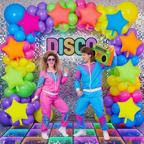 Rainbow Star Foil Balloons Set – 12 Pcs 19 Inch Neon Colors for Parties