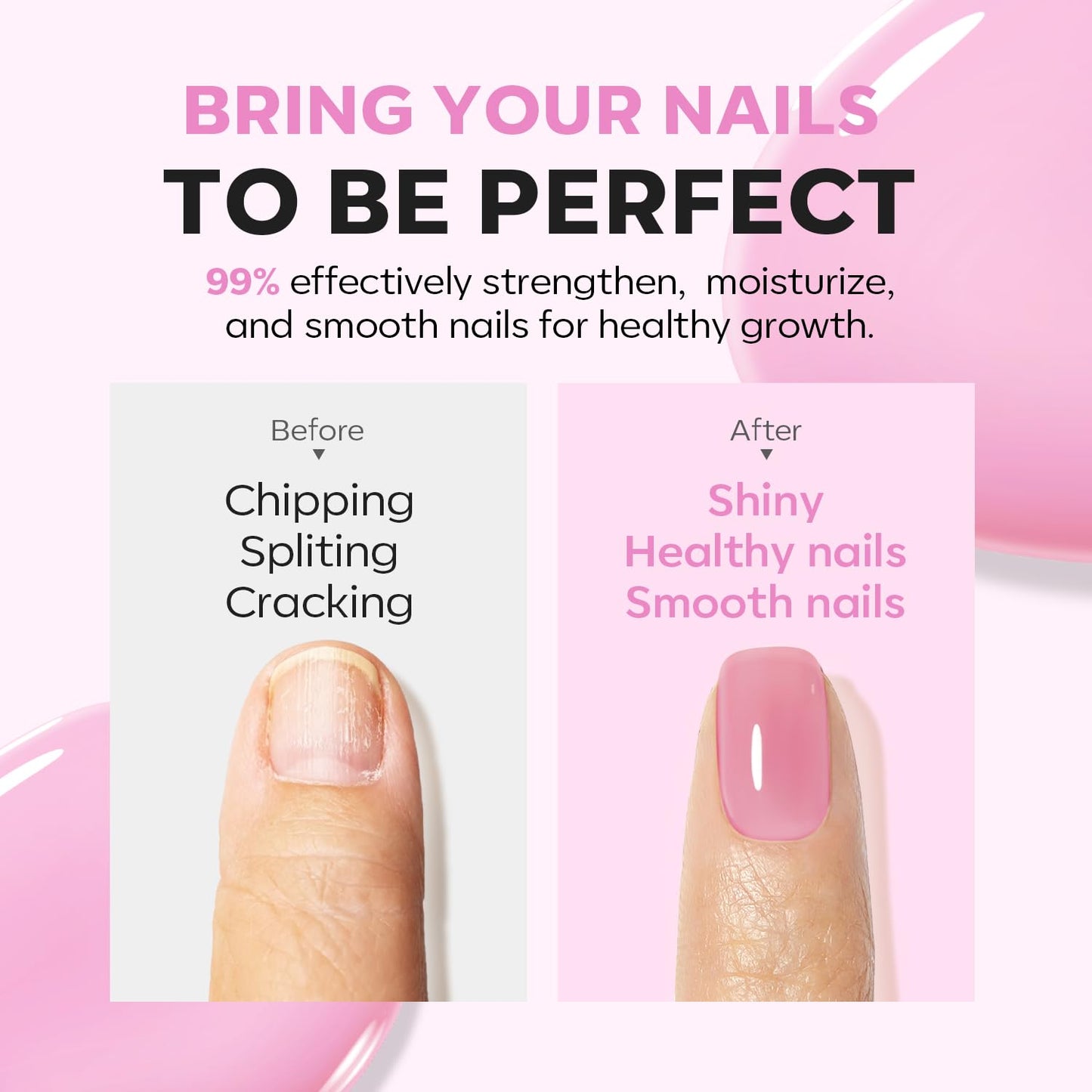 modelones Nail Strengthener Jelly Purple Pink Nail Repair for Damaged Nails Strengthening Polish 15ml Nail Growth and Strengthener Natural Concealer Foundation Nail Care Gifts for Women
