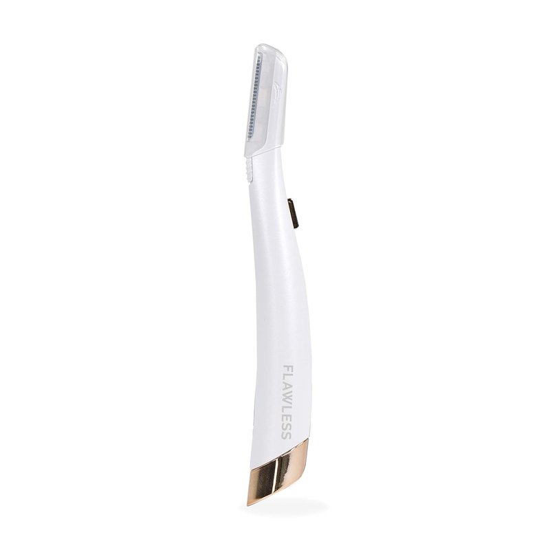Flawless Dermaplane Glo Lighted Facial Exfoliator - Non-Vibrating | 6 Replacement Heads, White/Rose Gold