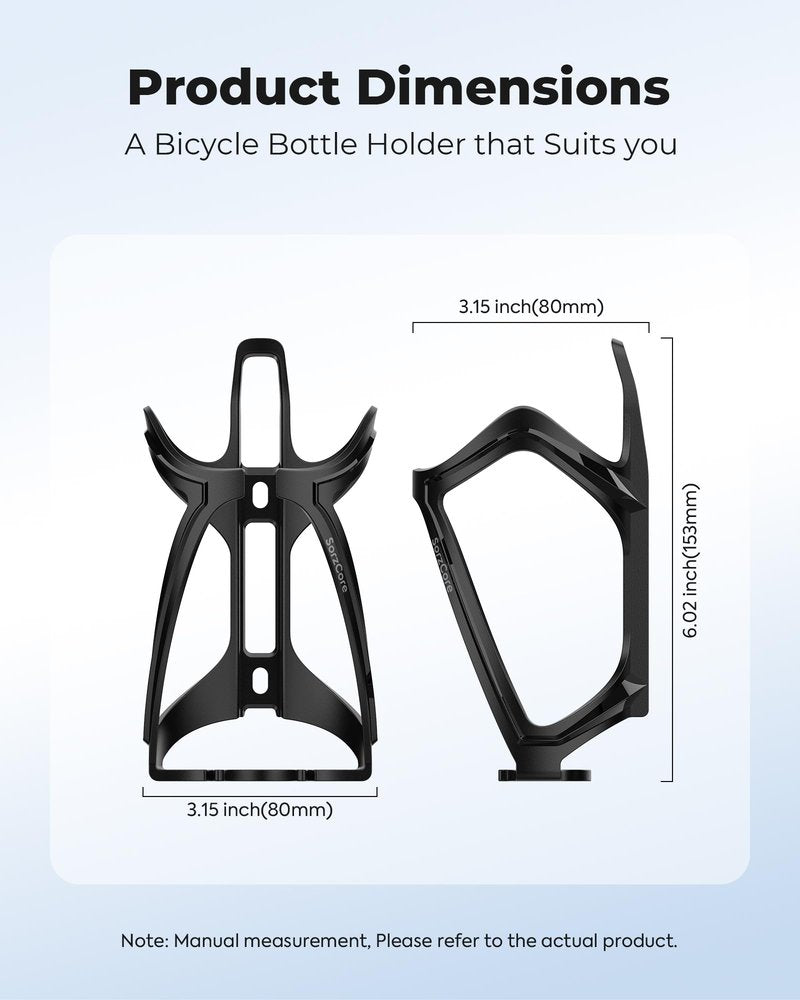 SorzCore Bike Water Bottle Holder,1.2oz Lightweight Design,Sturdy Bike Cup Holder,Bicycle Bottle Cages with Screws Tool,Cycling Bike Water Bottle Cage for 2.76-3.94 inches Diameter Bottles,Black