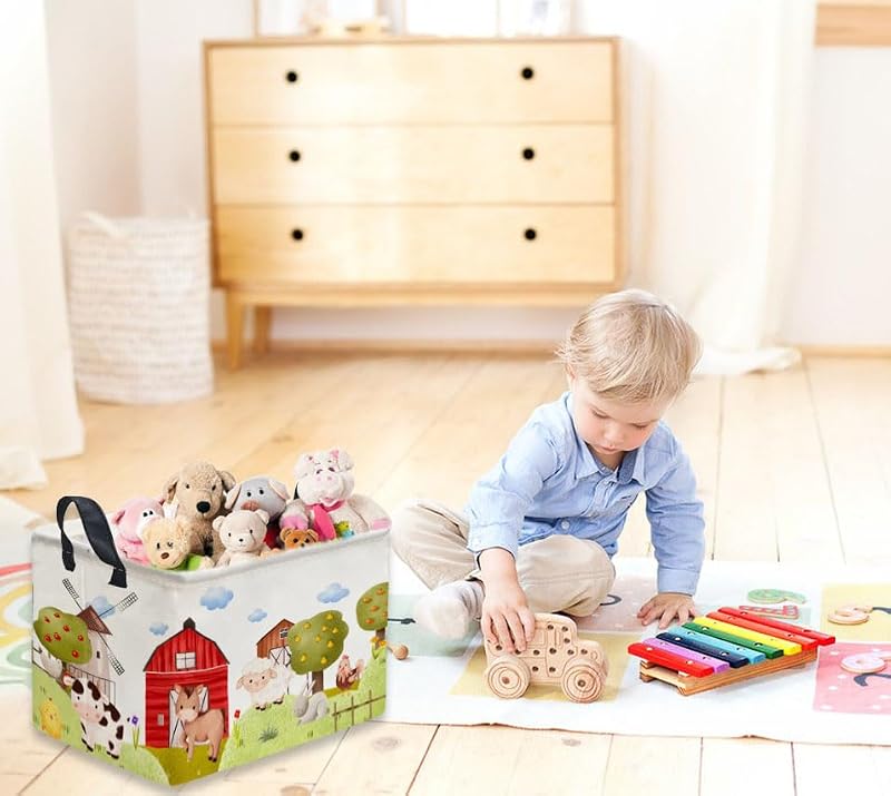 Waterproof Kids Storage Basket with Handles - 15x9x10 inches