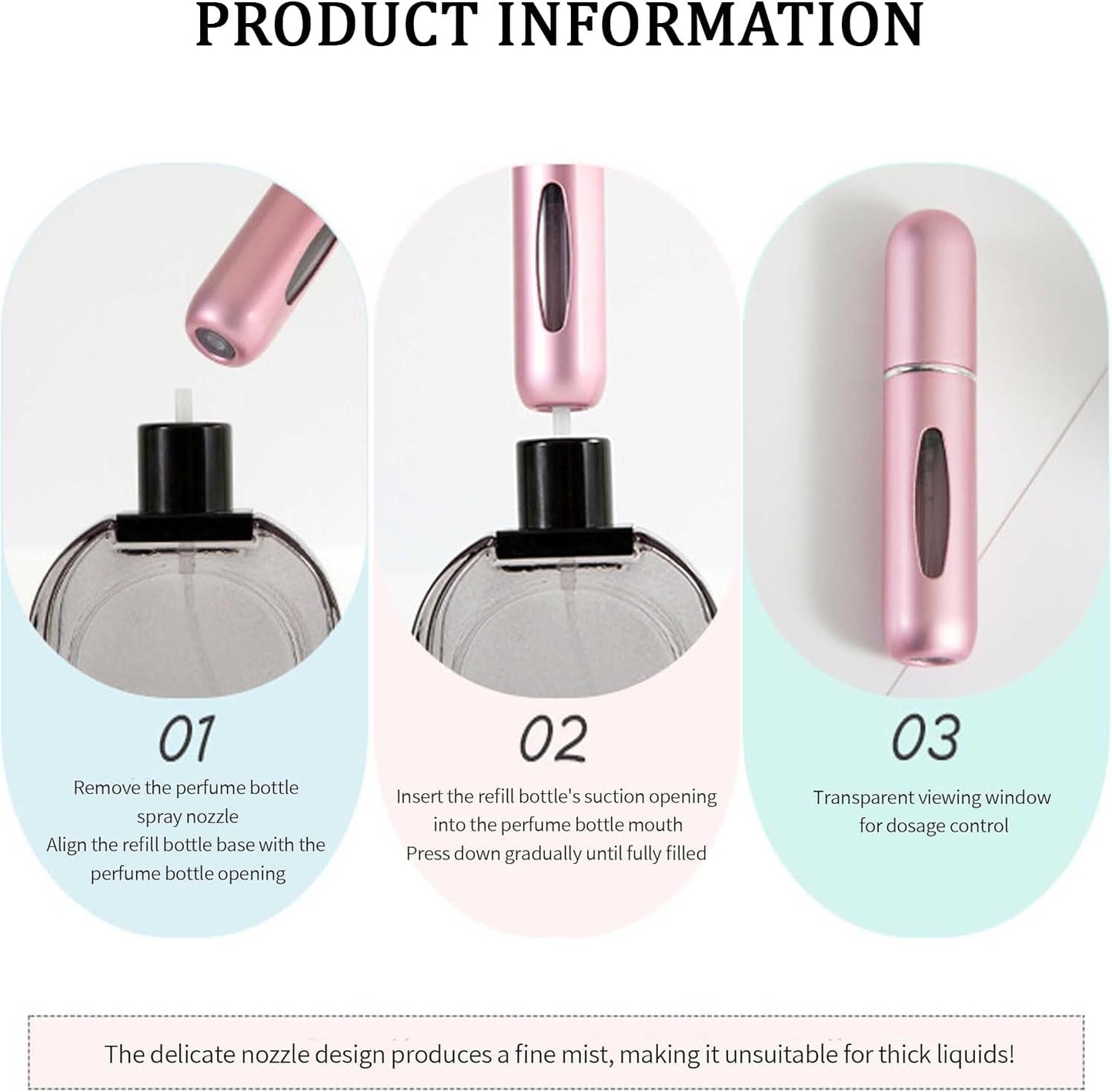 Refillable Travel Perfume Bottles - 4 Pcs 5ml Atomizer Sprayers for Men & Women | Perfect Pocket Size