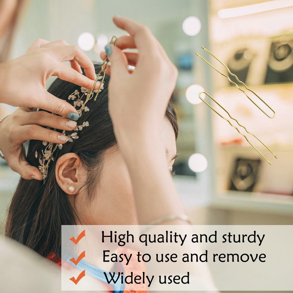 U Shaped Hair Pins - 330 Count Gold Bun Pins for Women | 2.4 Inch with Storage Box, All Hair Types