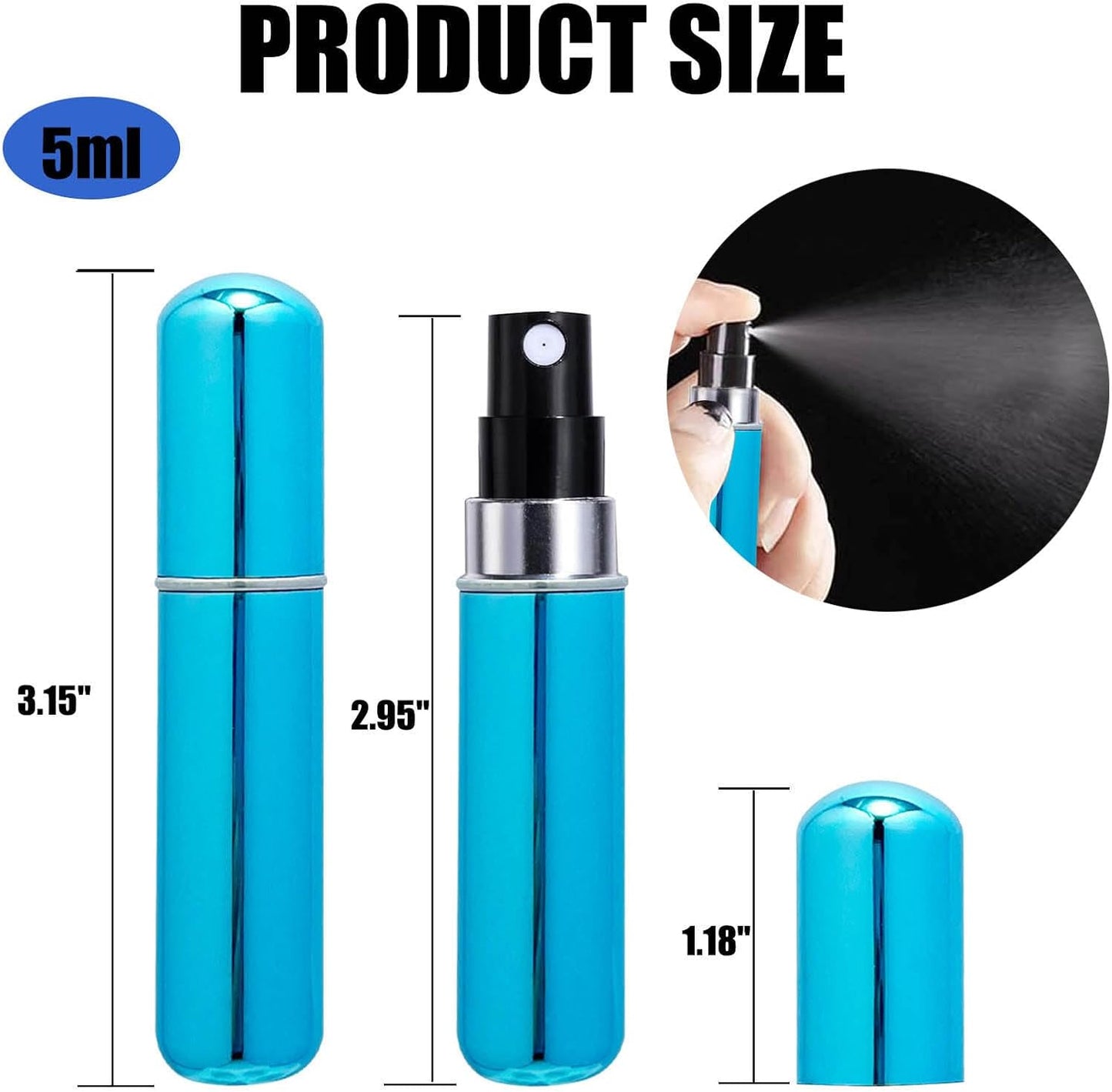 Mini Perfume Atomizer Travel Spray - Refillable Scent Pump Case | 10 Pack, 5ml Each