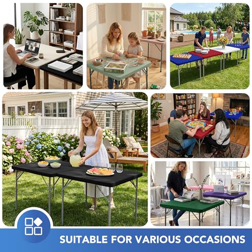 White Spandex Fitted Table Covers - 2 Pack for 34x34 Inch Tables