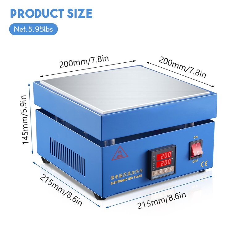 Soiiw 110V 850W Soldering Hot Plate LED Microcomputer Electric Preheat Soldering Station Welder Hot Plate Rework Heater Lab 200X200mm Plate