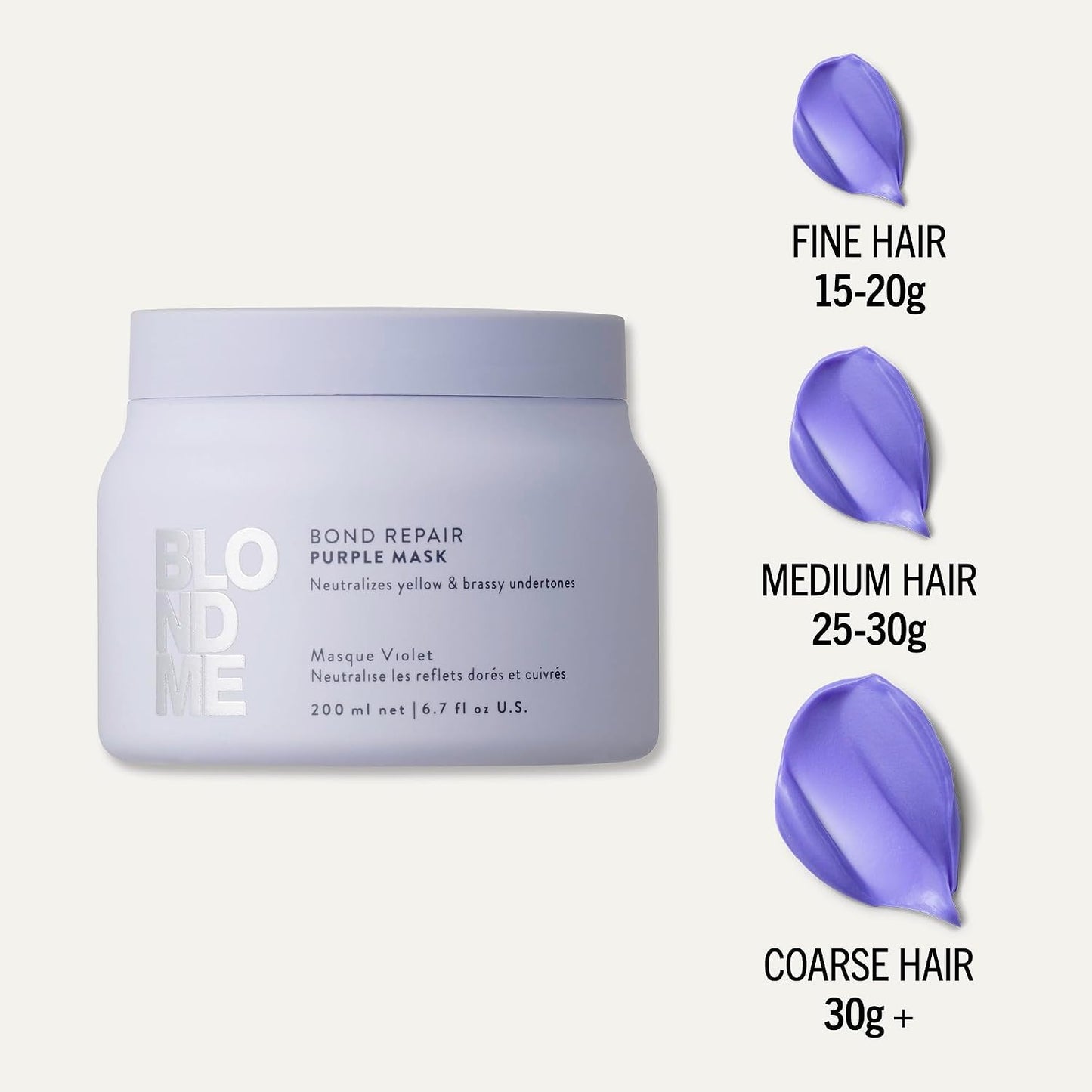 BlondMe Bond Repair Purple Mask - Neutralizes Yellow & Brassy Tones | For Healthy, Moisturized Blonde Hair